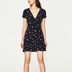 Zara Banana Print Dress Sz M
